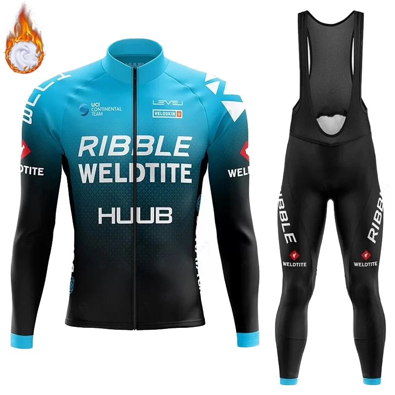 

HUUB Cycling Jersey Set Uniform Pants Gel Bike Clothing Winter Thermal Fleece Bicycle Clothes Mtb Male Jacket Suit Man Laser Cut