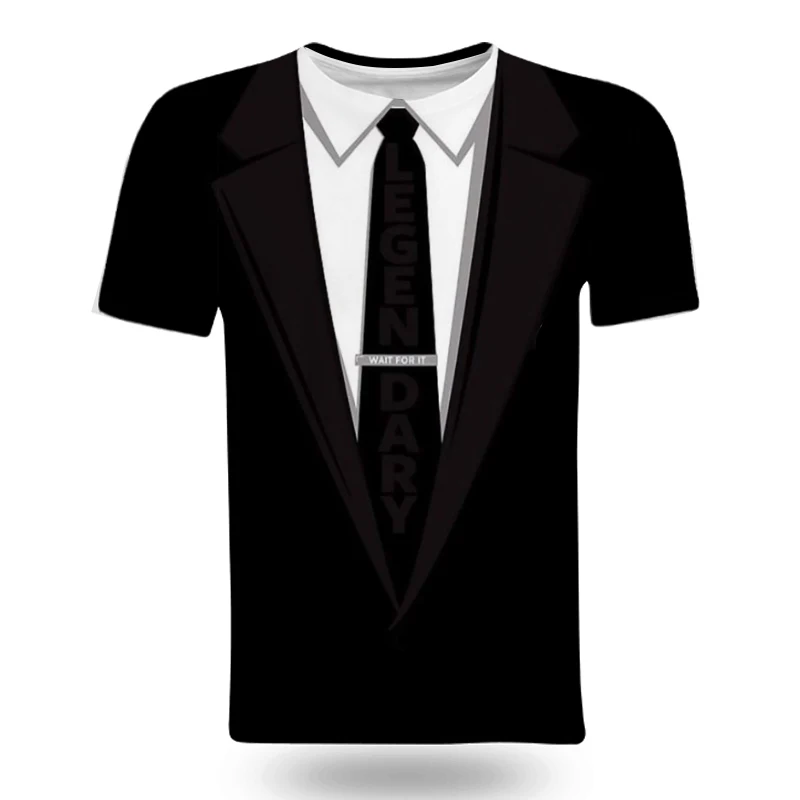 Fake Two Pieces T-Shirts Men's Cosplay 3D Print Short Sleeve T Shirt Casual Funny Design Tees Halloween T-shirt Comfortable 6XL |