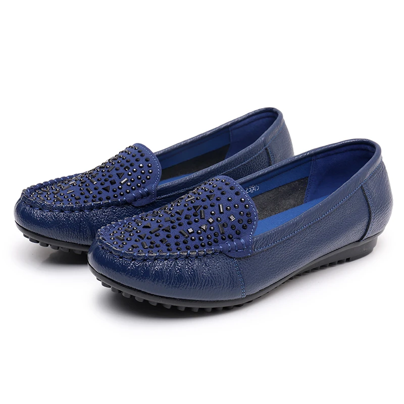 

Женские нескользящие туфли на плоской подошве, лоферы из кожи с заклепками, весна-осень 2022