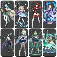 genshin impact project game phone case for huawei honor 7 8 9 7a 7x 8x 8c v9 9a 9x 9 lite 9x lite back liquid silicon carcasa