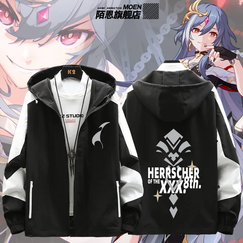 

Аниме Honkai Impact 3 Fu Hua Cosplay весна-осень пальто унисекс Повседневная Верхняя одежда с длинным рукавом и капюшоном на молнии Свитшот модная куртка
