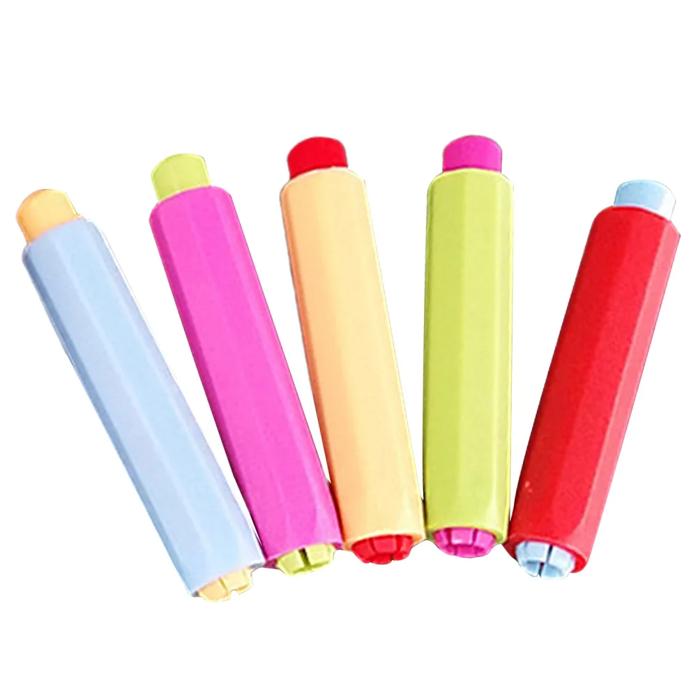 

5pcs Teacher Children Colourful Hard Case Adjustable Chalk Holder Stationery Clip School Office Drawing Storage Health Non-toxic