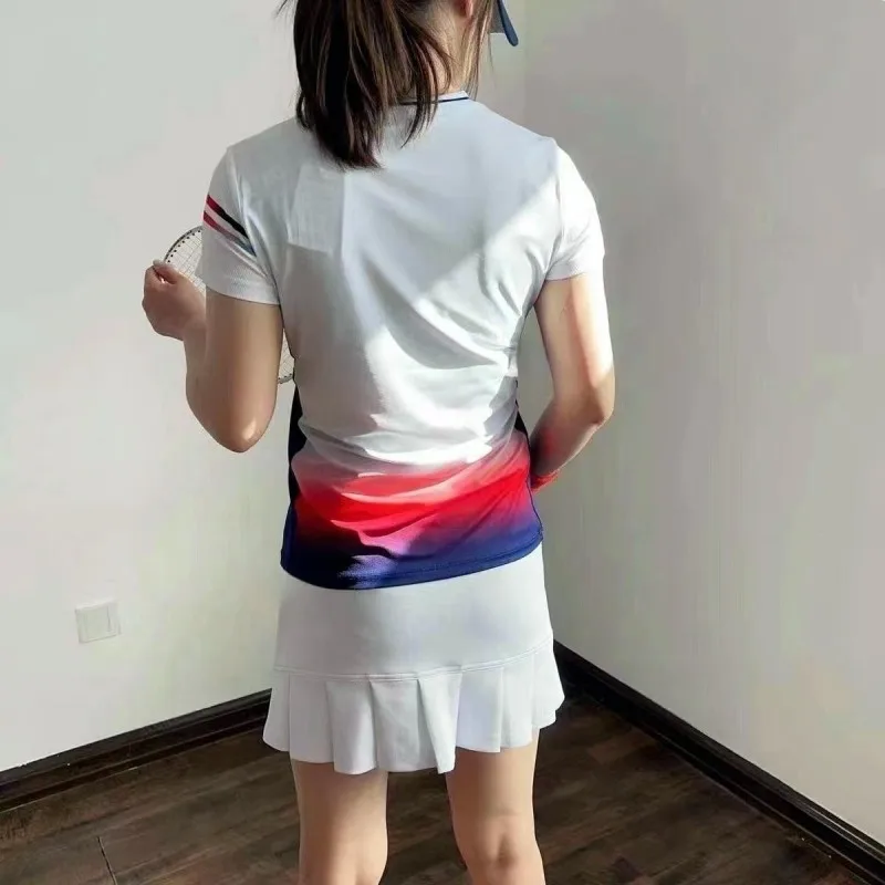 YY Half Sleeve T-shirt V Neck White Badminton Clothes for Men And Women Outdoor Sports Quick Qry Sweat Absorption