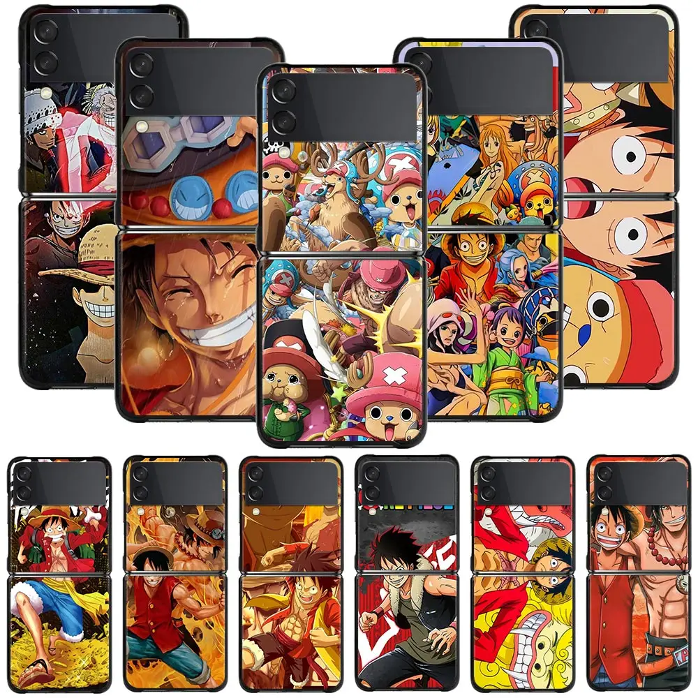 

Phone Case For Samsung Galaxy Z Flip 3 ZFlip3 5G Hard PC Cover for galaxy ZF3 Shockproof Funda One Piece Luffy Chopper Zoro