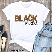 2022 black princess letter print tshirt women african queen black girls magic t shirt femme summer fashion short sleeve t shirt