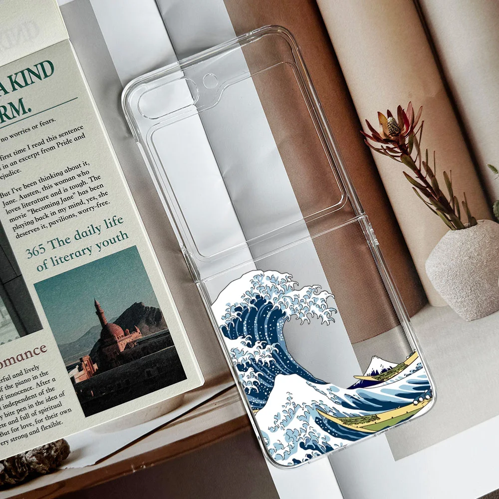 Чехол с узором Великая волна от Канагавы для Samsung Galaxy Z Flip 6 5 4 3 Beauty Flip6 Flip5 японский