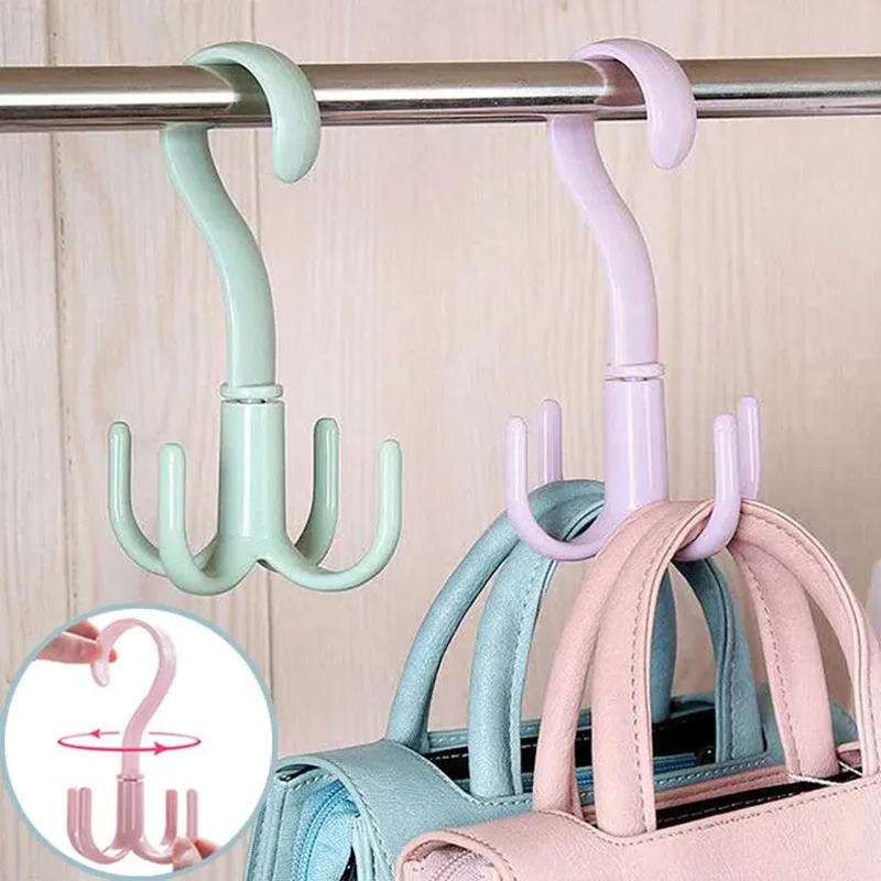 

2023 New Rotating Four-claw Hooks For Home Kitchen Bedroom Wardrobe Nail-free Changer Key Holder Plastic Storage Hangers Limited