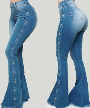 The new flares of classic high-waisted stretch jeans for women are popular in 2023