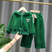 girls clothes set spring and autumn fashion girls baby jacket pants 2 piece new casual children jacket wide leg pants set