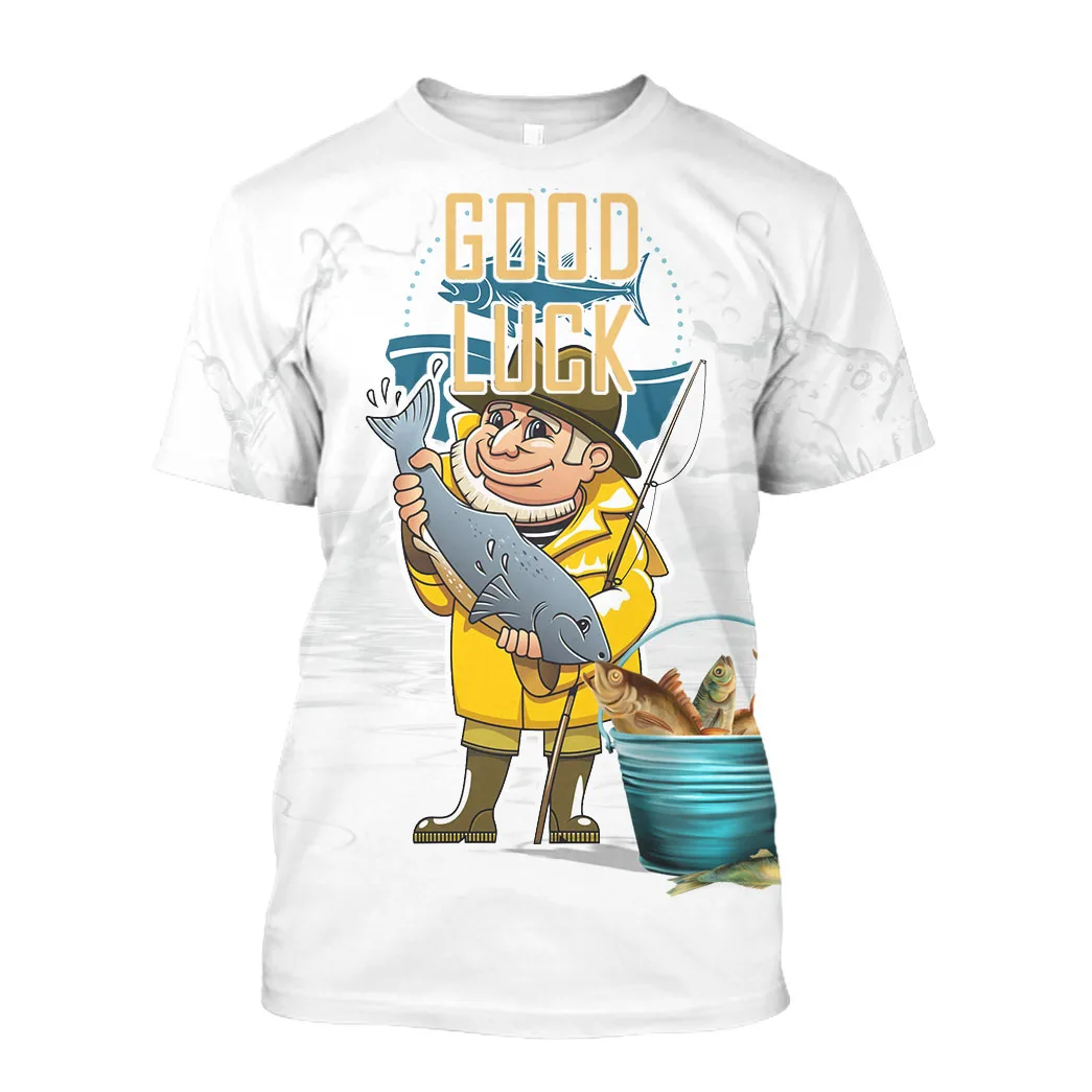 

Jumeast 3D Graphic Fishing T Shirts Printed T Shirt Anime Good Luck Breathable Oversized Cool Sun Protection 90s Streetwear Tops