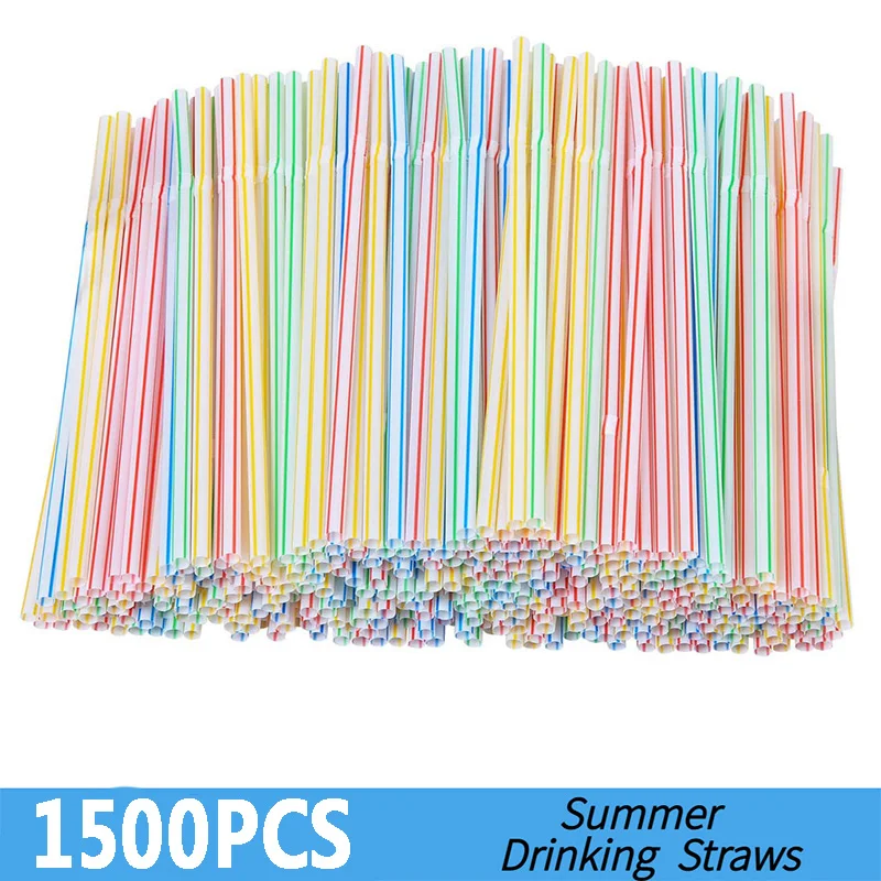1500 шт. одноразовые Разноцветные полосатые соломинки длина 8 дюймов |