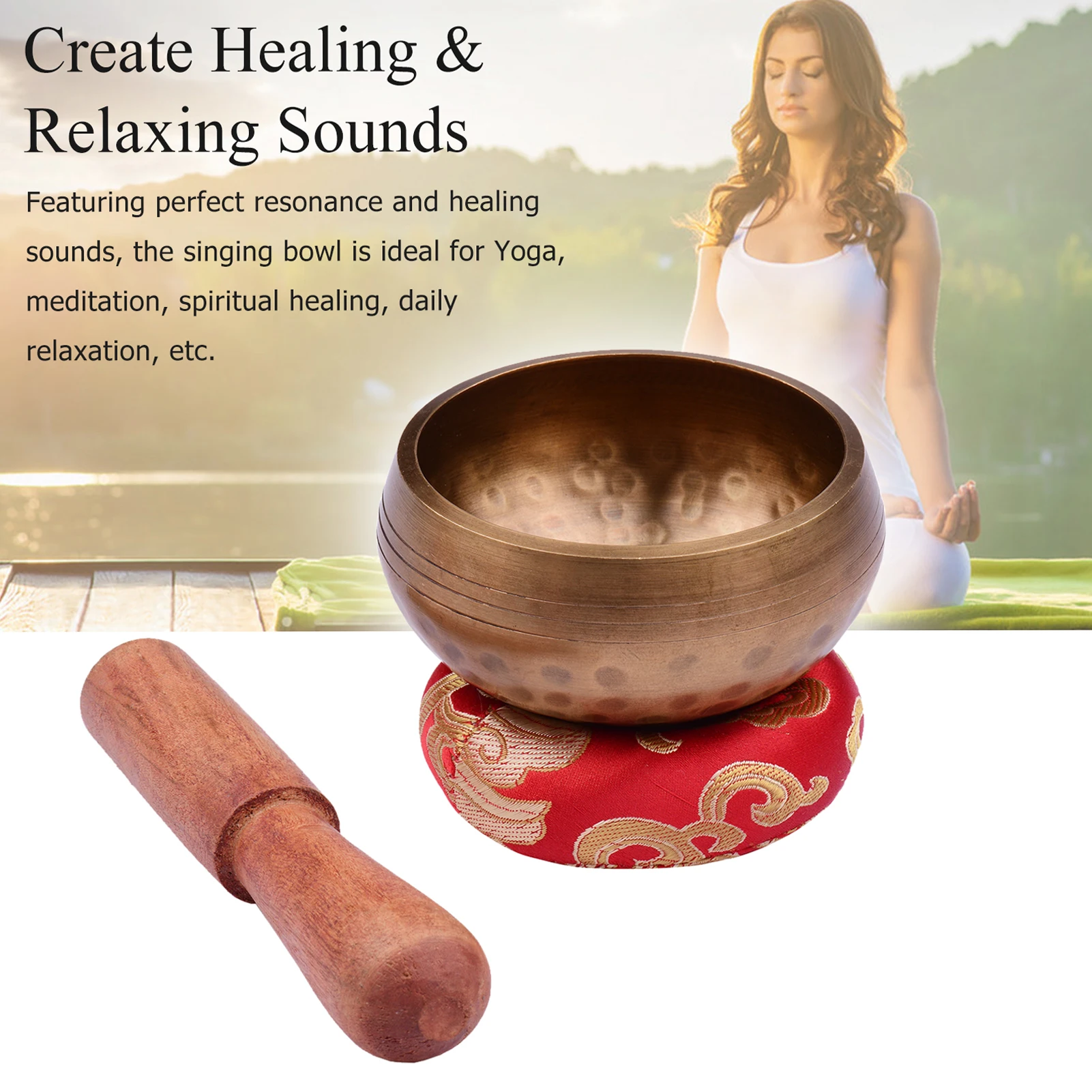 Набор Тибетских Поющих Чаш Со Звуковым Исцеляющим Чашей Мягкая Подушка