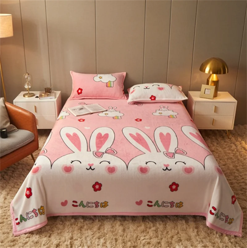 

Children Coral Vevet Cute Flower Print Air Conditioning Blanket Sofa Office Noon Nap Light Weight Air-conditioned Blanket