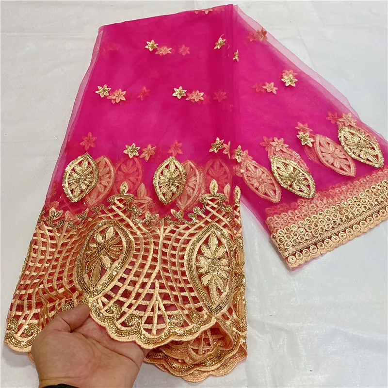 

5 ярдов, новинка, Лидер продаж, французское кружево с бусинами, высококачественный африканский тюль, шнур, Кружевная Сетка, вышитая ткань для свадьбы 4L10101