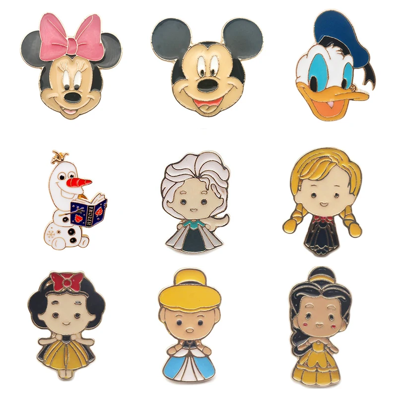 

Disney Mickey Mouse Brooch Cartoon Frozen Elsa Cute Princess Badge Paint Enamel Pins Cartoon Acrylic Backpack Pins Metal Brooch