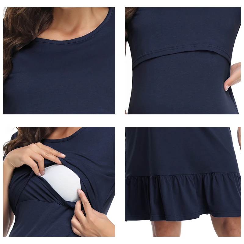 Женское свободное платье для отдыха с коротким рукавом и оборками |