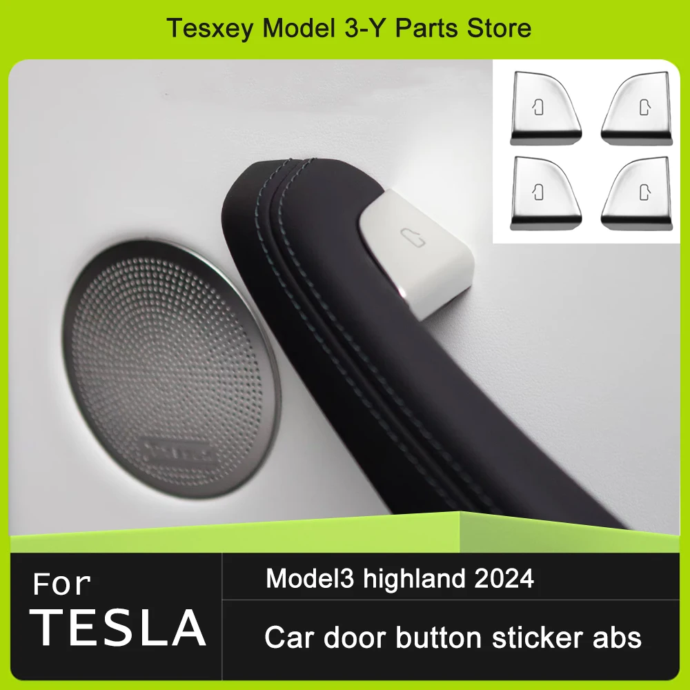 Наклейка на кнопку двери автомобиля abs для Model3 Highland 2024 серебряная крышка дверная