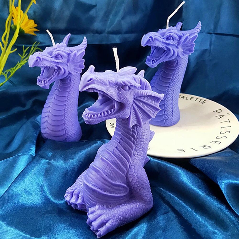 

DIY 3D Magic Dragon Head Candle Silicone Mold For Handmade Soap Gypsum Epoxy Resin Aromatherapy Silicone Mould Home Decoration