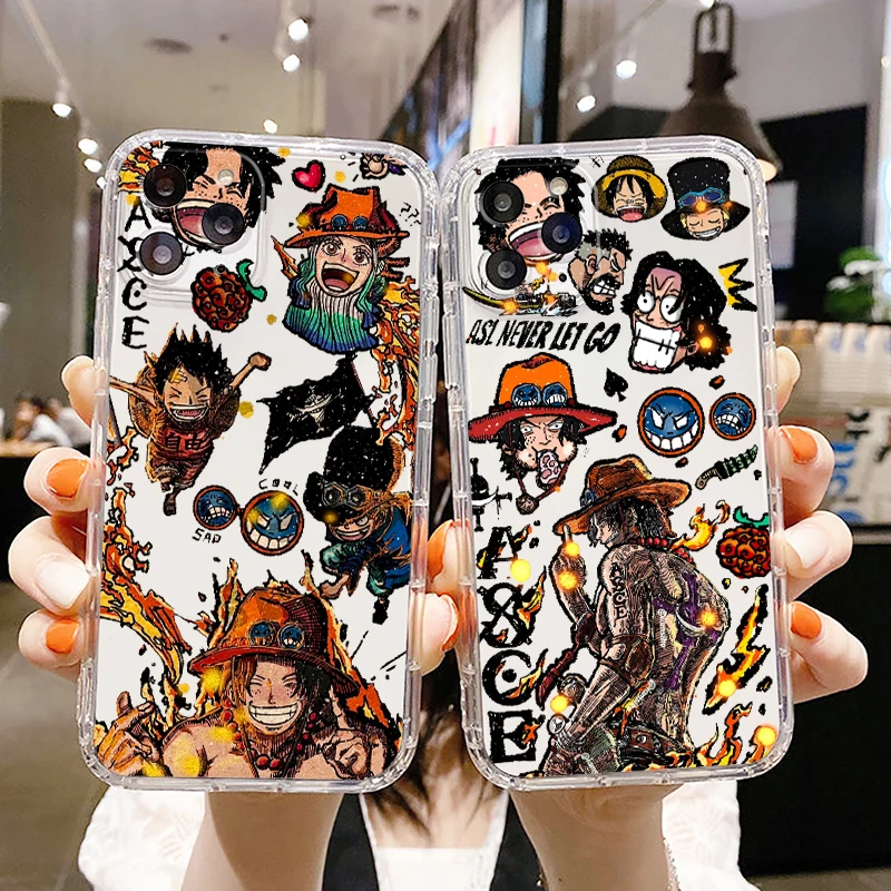 

Anime O-Ones Pieces Aces Phone Case For Apple iPhone 14 13 12 11 SE XS XR X 7 8 6 5 Pro Plus MAX 2020 Transparent Cover