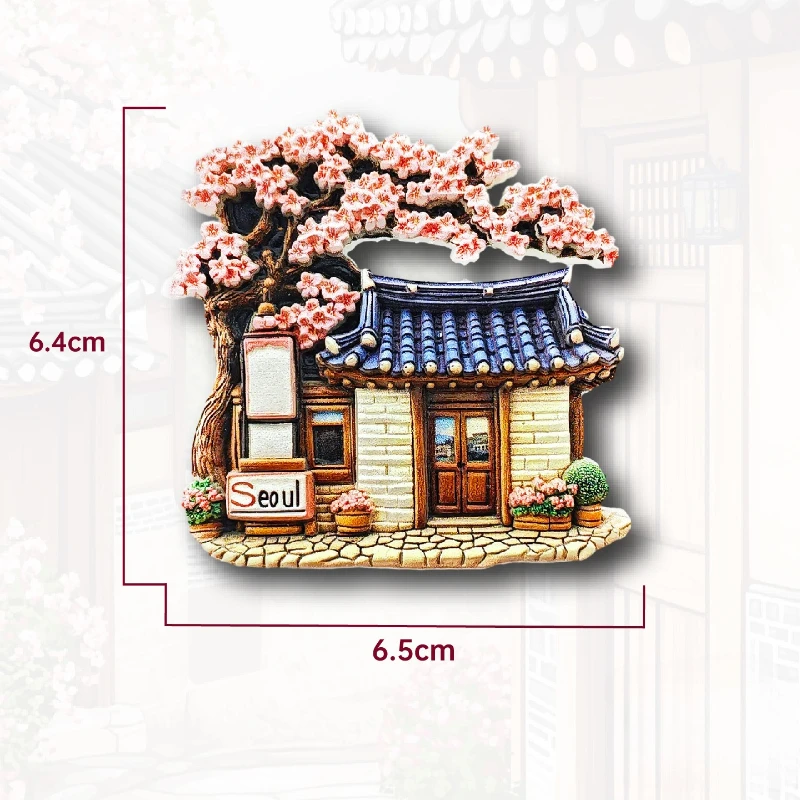 Магнит на холодильник Сеуль Ханк Village - 3D корейский традиционный домашний сувенир, синий плиточный декор на крышу, уникальный азиатский подарок