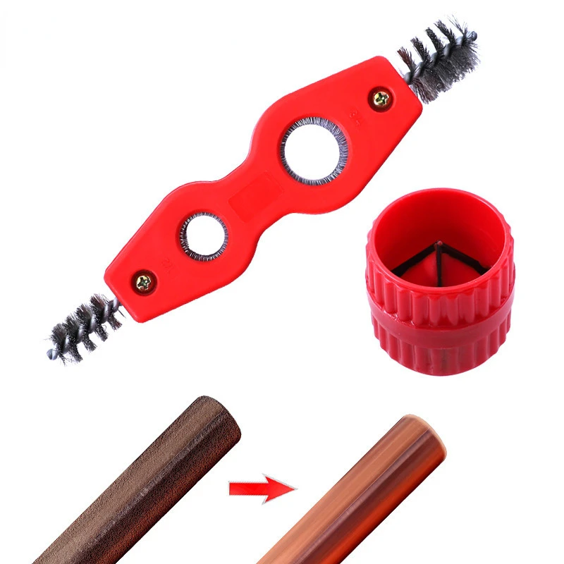 

Double-headed Copper Pipe Brush Copper Tube Polishing Inside and Outside Reamer Pipe Cleaner Chamfering Tool Tube Pipe Deburrer