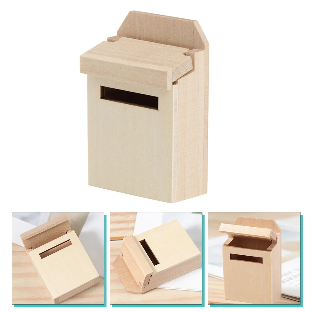 

Mailbox Minikids Wooden Mailboxeswith Flag Miniature Model Crafttiny Pretend Play