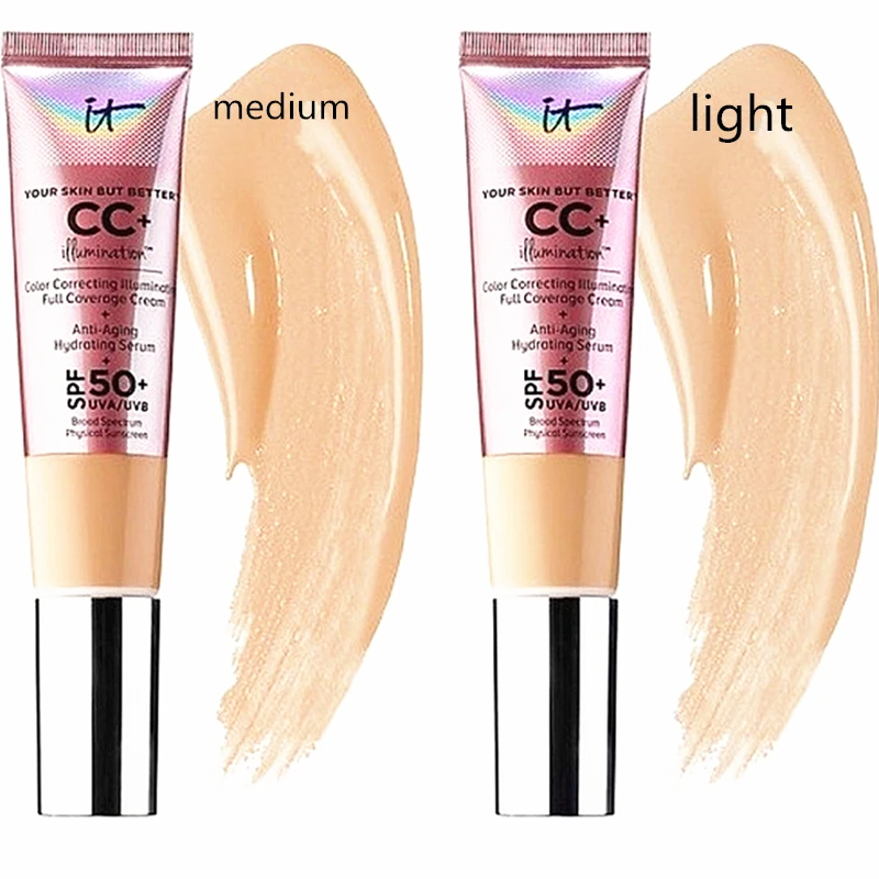 

Консилер Для Лица It Cosmetics CC крем с подсветкой SPF50 полное покрытие средний или светильник лый дневной свет основа под макияж