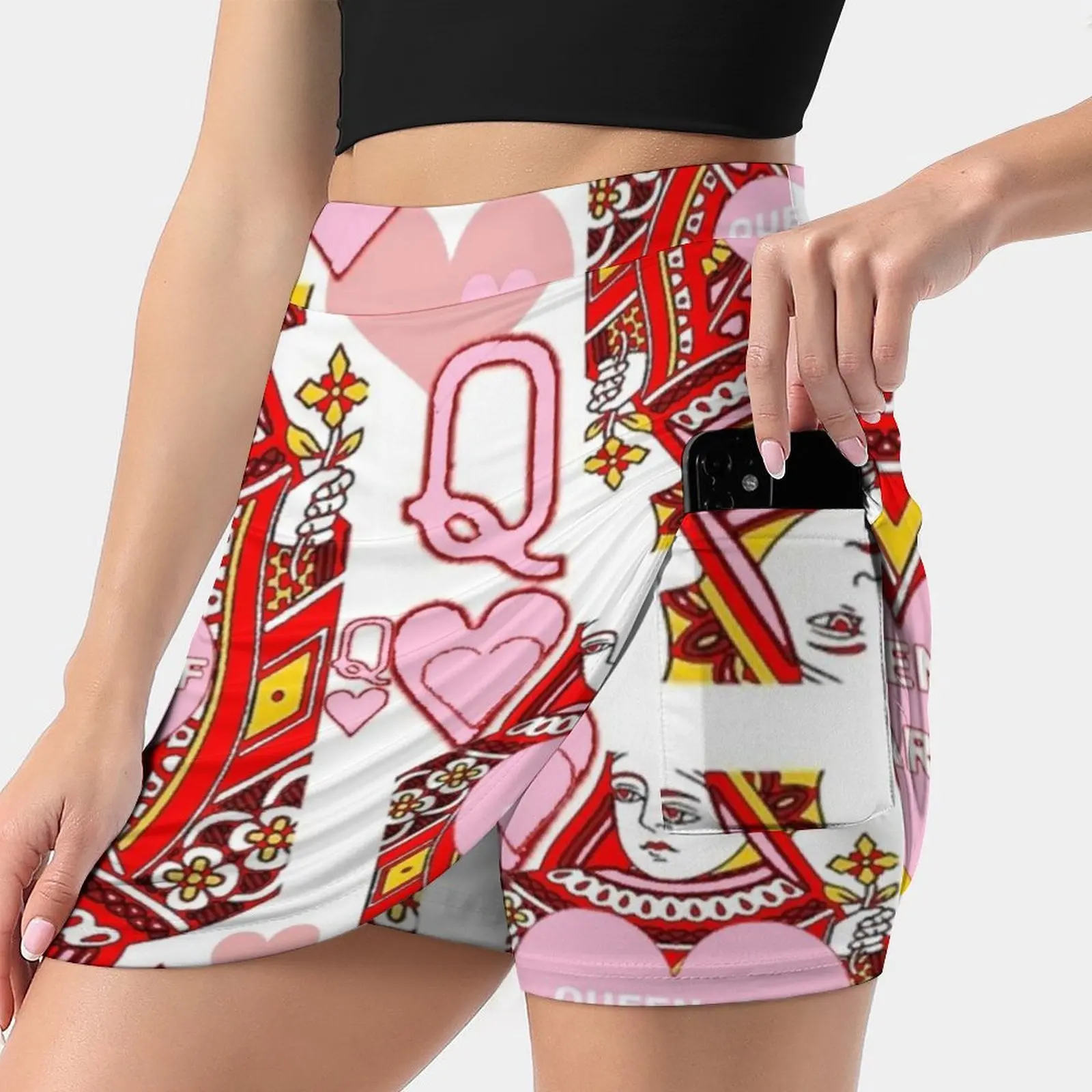 

Decorative Red & Pink Queen Of Hearts Casino Art Korean Fashion Skirt Summer Skirts For Women Light Proof Trouser Skirt