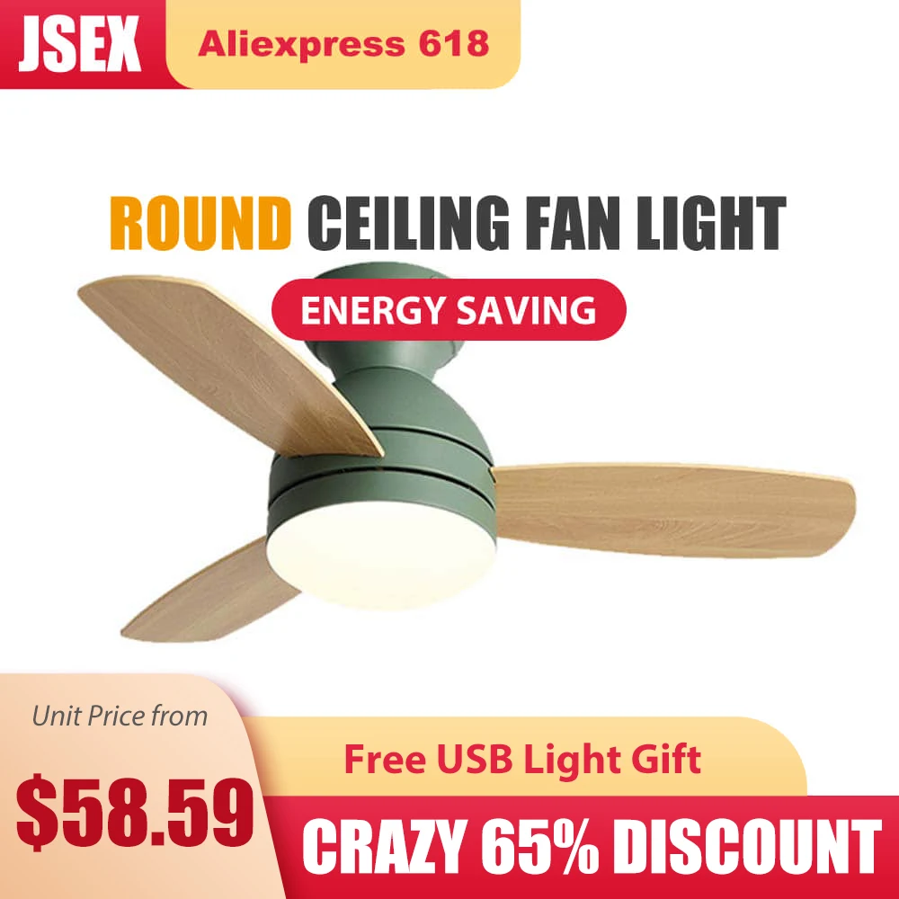 

Modern Wood White Low Floor DC Motor 40W Ceiling Fans with Remote Control Simple Ceiling Fan With Light 220V Fastr Shipping