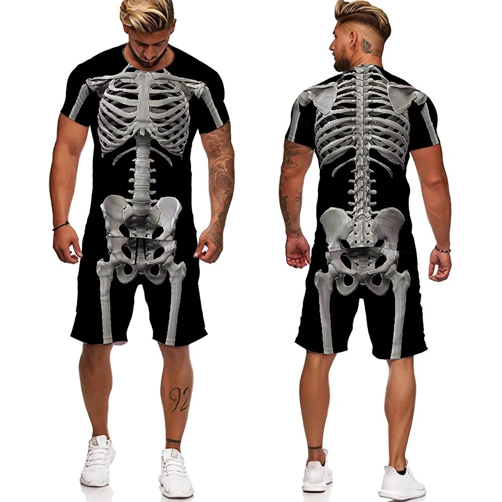 

2022 Summer Men's 3d T-shirt + Shorts 2-piece Suit Fashion Trend Short Sleeve Shorts Street Hip-hop Man Casual Tracksuit Set