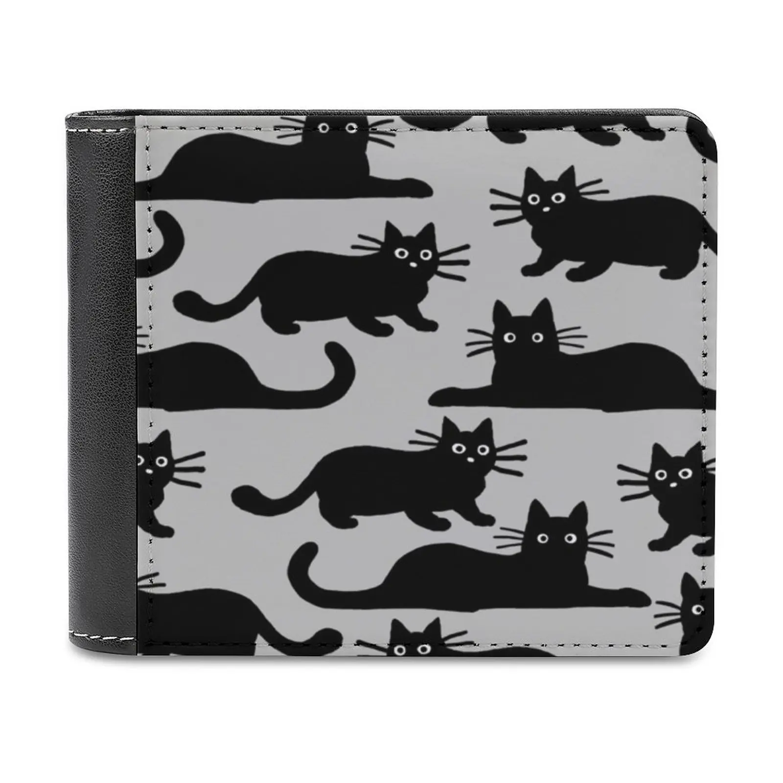 

Модный кошелек с черной кошкой для кредитных карт, кожаные кошельки, персонализированные кошельки для мужчин и женщин, кошка с черной кошкой, кошка с животными, кошки