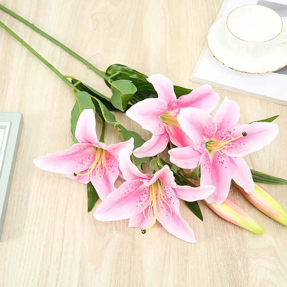 

Artificial Lilies Hydrangea Rose Plastic Flowers For Home Living Room Table Bouquet Arrangement Bridal DIY Wedding Party Decor