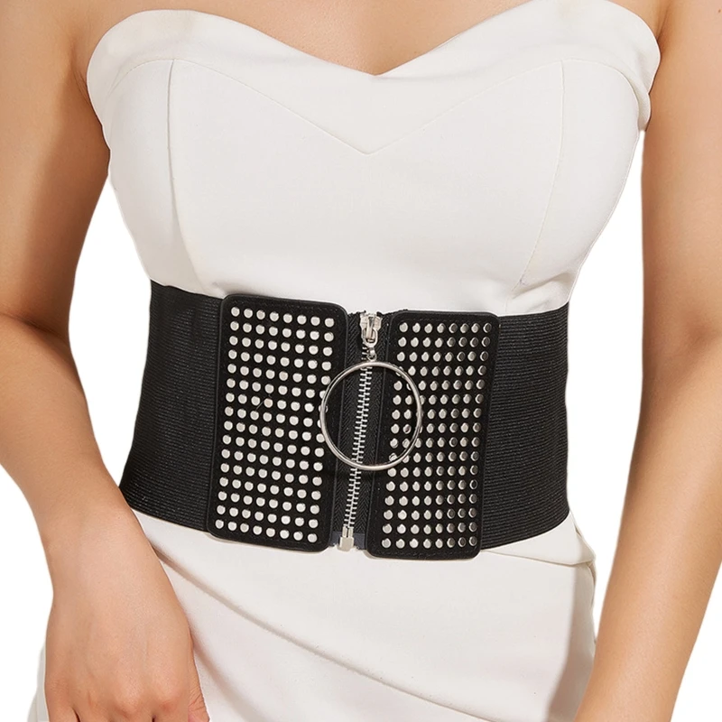 

Sexy Women Top Corset with Zipper Closure Woman Solid Color Lift Up Masquerade Party Crop Top Black Slim Wrap Top