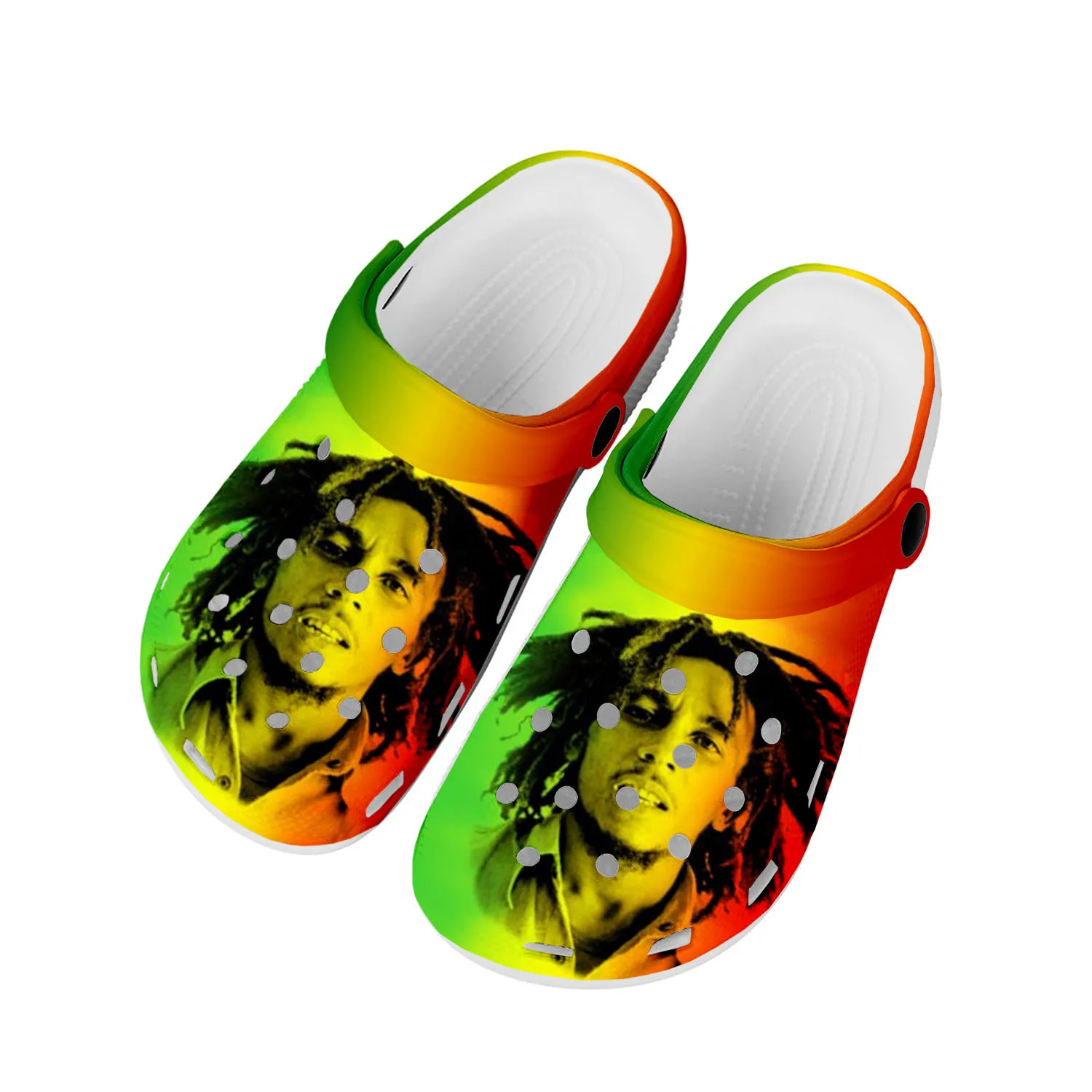 

Reggae Rock Music Star Bob Marley Home Clogs Custom Water Shoes Mens Womens Teenager Shoes Clog Breathable Beach Hole Slippers
