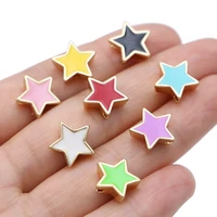 13mm gold plated enamel mix star spacer loose beads for jewelry making bracelet necklace accessories diy 10pcs
