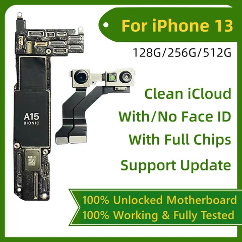 Разблокировано для iPhone 13 Pro Max с/без лицевой идентификационной платы, материнская плата 13, мини-материнская плата, чистая материнская плата iCloud, поддержка теста обновления