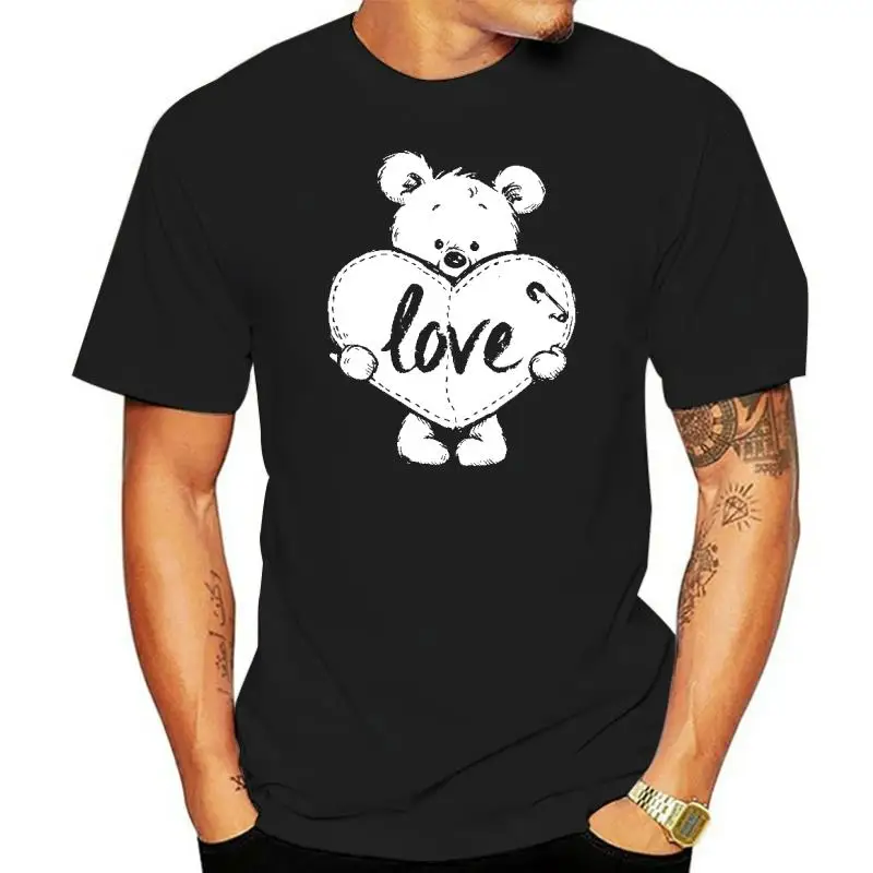 

Title: TEDDY BEAR Valentines Day Love Shirt Women Hand Screen Print Tri-Blend Short Sleeve Tshirt men t shirt