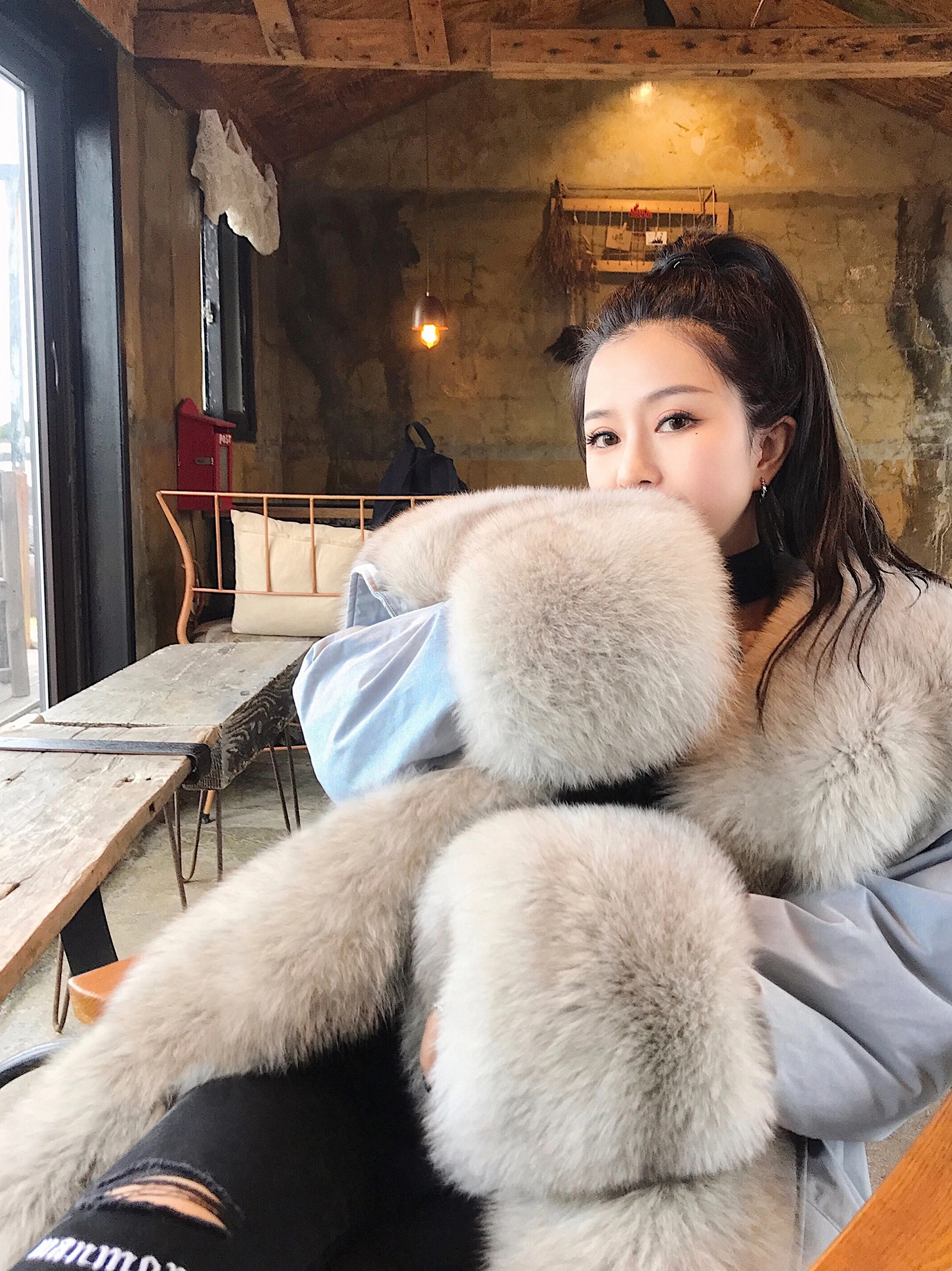 Mid-length Fox Fur Collar Warm Parka Coat Women's Winter Down Feather Liner Coats 2022 Long Sleeve Detachable Fox Fur Jackets