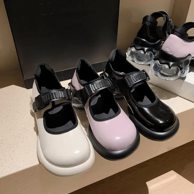 Natural Genuine Leather Women Heels Shoes Pure Colour Thick Bottom Birthday Party Wedding Shoes Fashion High Heel Shoes