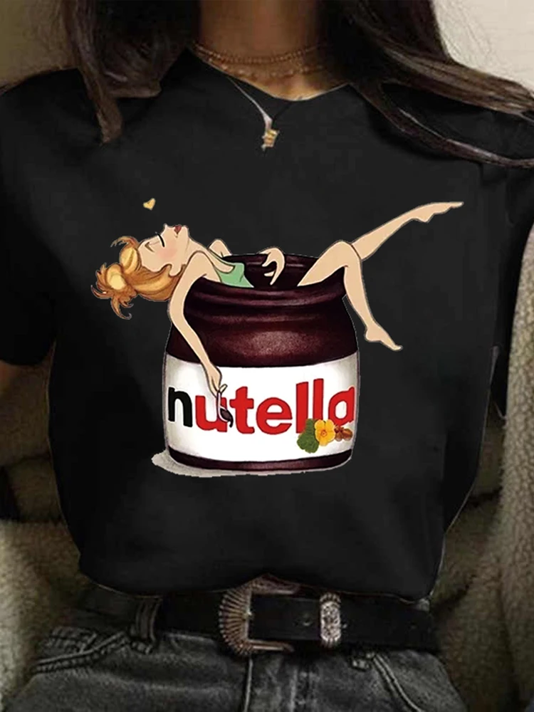 

Kawaii Nutella Print Women T Shirt 90s Harajuku T-shirt Graphic Fashion Cartoon Tshirt Cute Korean Style Top Tees Female