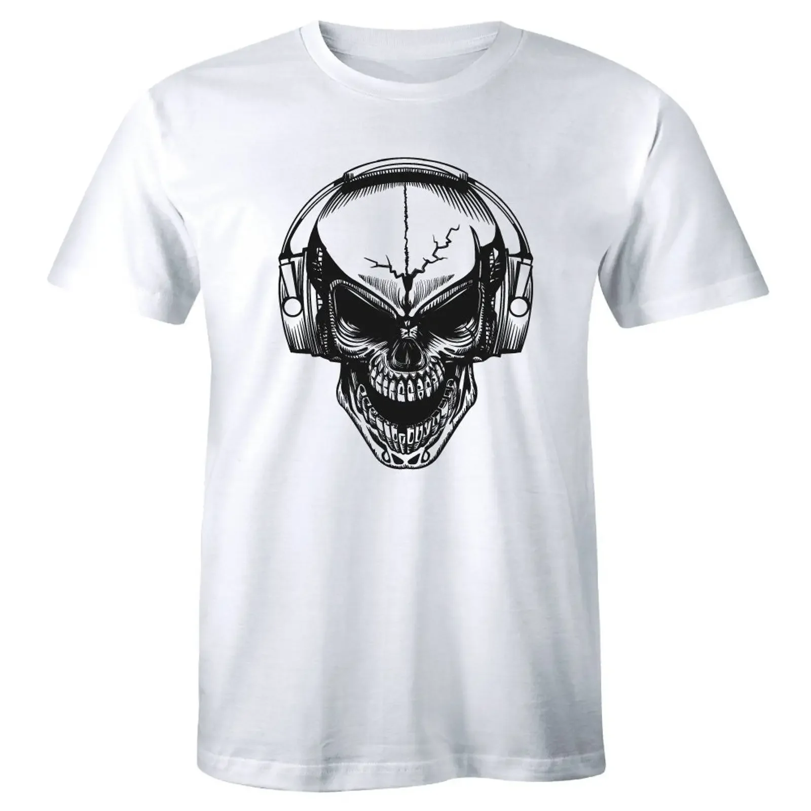 Фото Футболка DJ Skull для клубных вечеринок, музыкальных фестивалей, танцев и рейвов, мужская, премиум-класса, винтажная, с эффектом потертости, мягкая, дышащая, стильная, уличная одежда №1