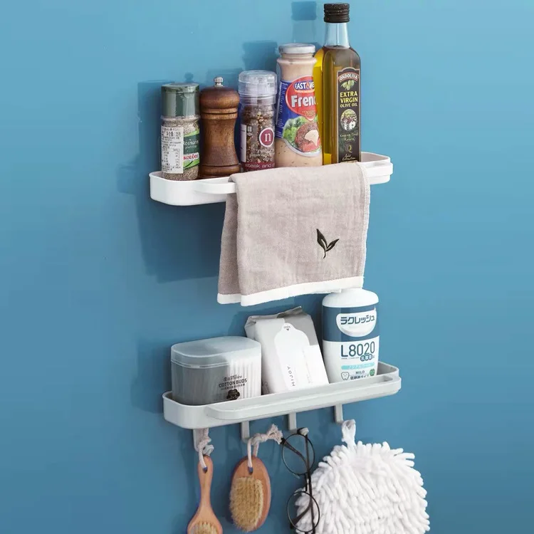 

Punch-free kitchen racks wall-mounted condiment seasoning finishing rack bathroom bathroom bathing wash rack wall shelf