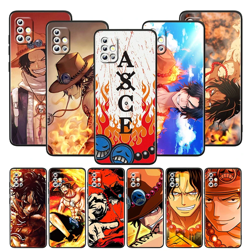 

Hot Anime One Piece Ace For Samsung Galaxy A52S A72 A71 A52 A51 A12 A32 A21S 4G 5G Funda Soft Black Phone Case Capa Coque Cover