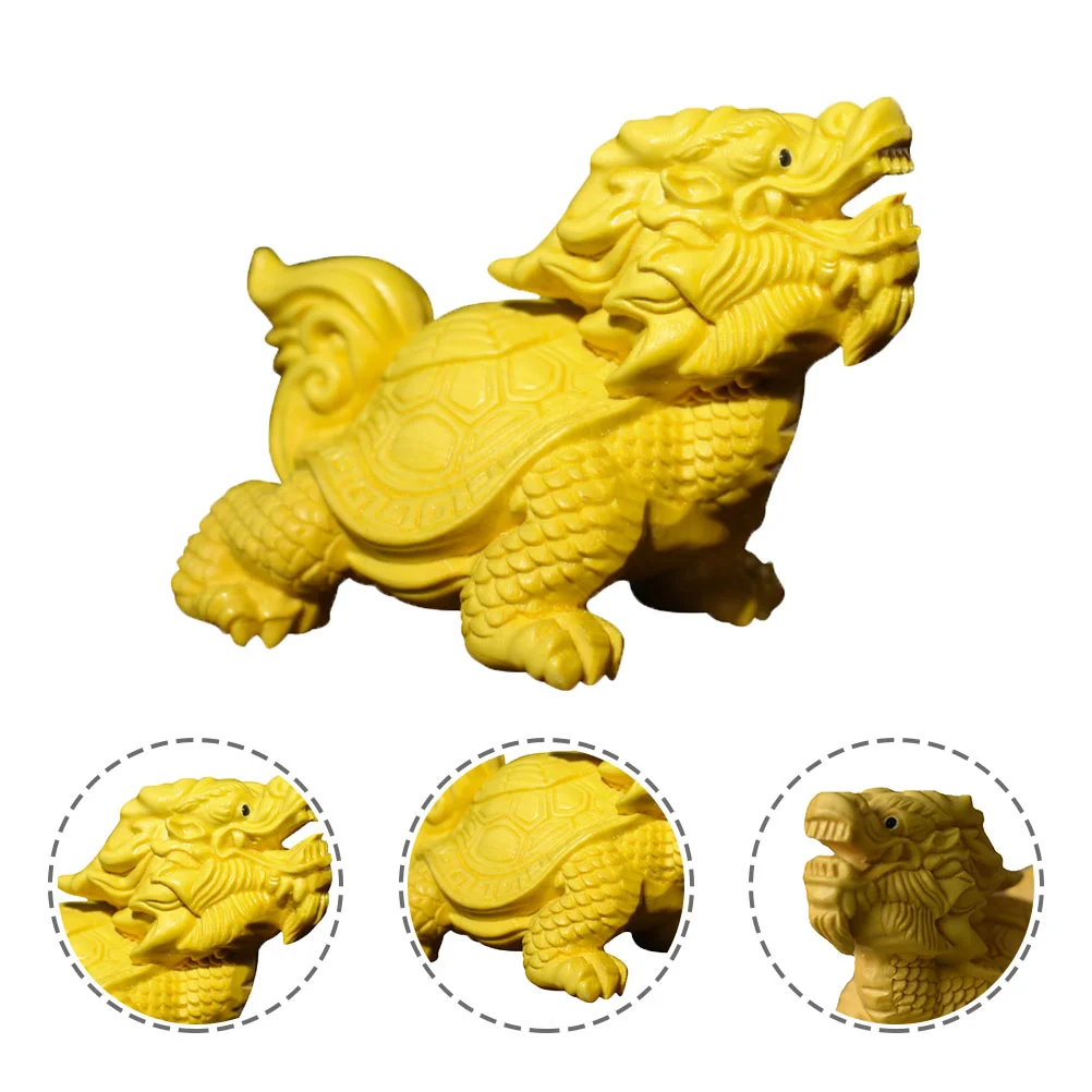 

Dragon Turtle Statuefigurine Decor Animalbrass Prosperity Sculpture Woodenmini Wealth Protection Figurines