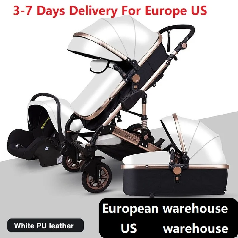 

Babyfond Luxury Baby Stroller 3 in 1 High Landscape Baby Cart Can Sit Can Lie Portable Pushchair Baby Cradel Infant Carrier