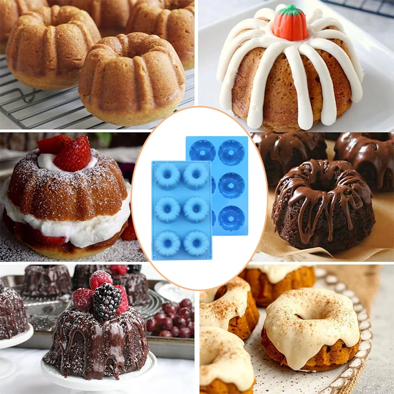 2 шт. мини-кастрюля для торта Bundt 6-полостная кастрюля антипригарная силиконовая