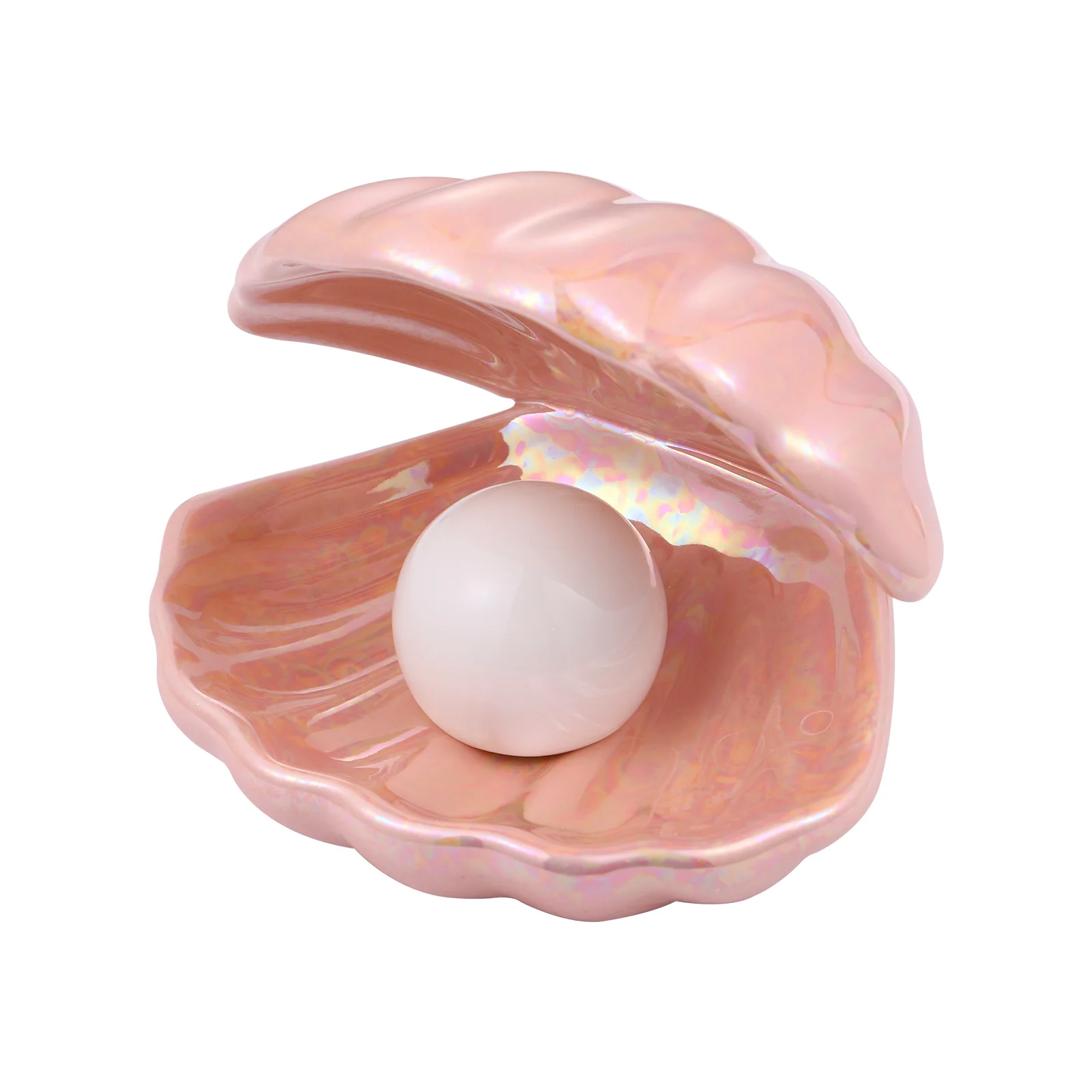 

Shell Pearl Light LED Lamp Jewelry Storage Box, Ceramic Night Light Pearl in Shell for Bedroom Living Room