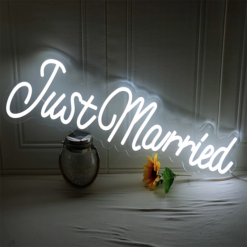 Neon Sign Custom Neon Led Just Married Neon Light Sign Wedding Decoration Home Wall Decor Marriage Party Decor Personalized Desi