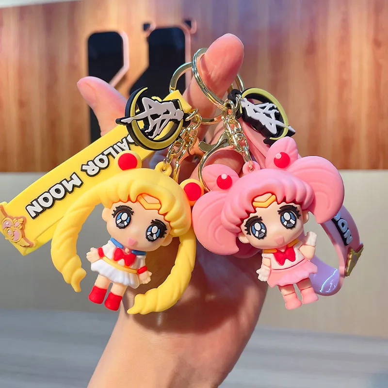 

Anime Sailor Moon Figure Cartoon Keychain Bag Pendant Car Key Charm Cute Hare Doll Key Chain Accessories Christmas Gifts