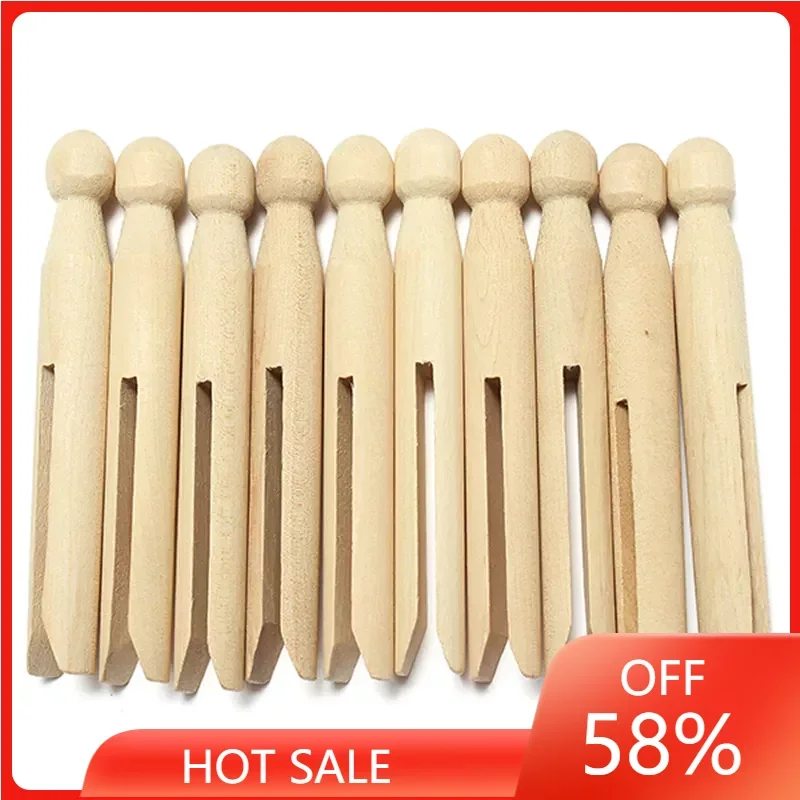 

Wood Crafts 10CM Long Sewing Natural Wooden Clothes Pins Peg Doll Pins Clips Old Fashioned Pegs Doll Making Decor
